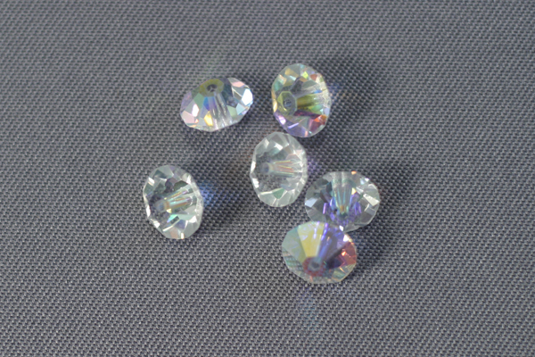 6pc GORGEOUS SPARKLY No 5305 6mm FLAT BICONE AB CRYSTAL SWAROVSKI CRYSTAL LOOSE BEADS